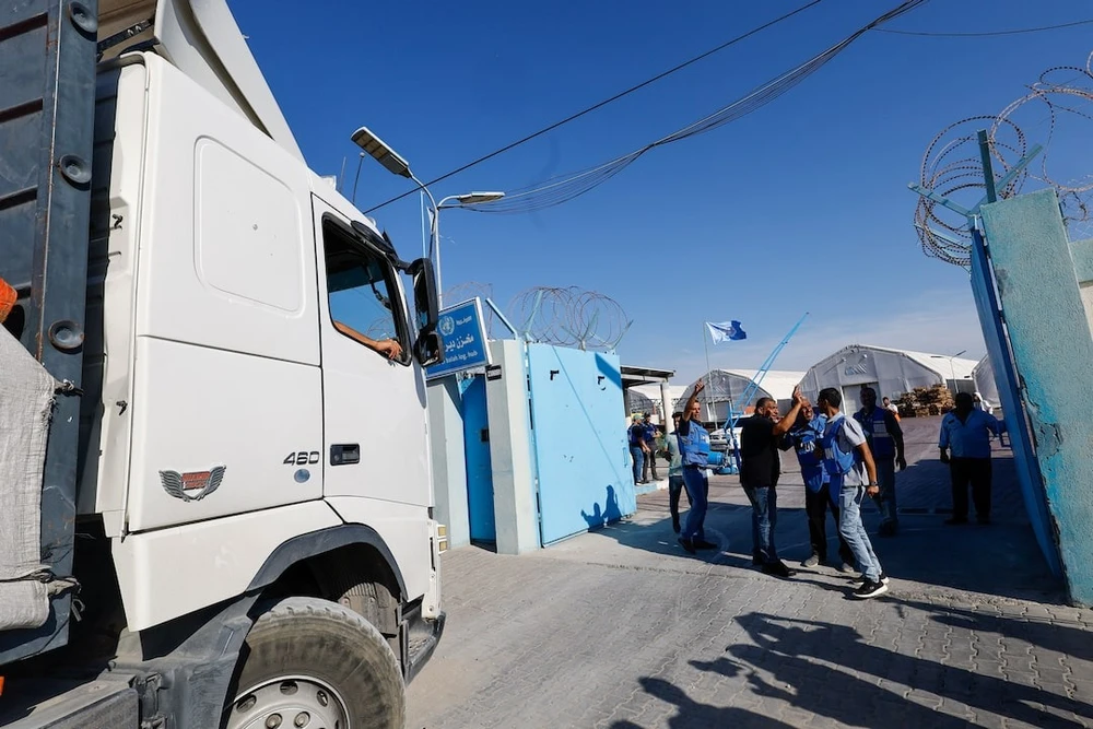 Lực lượng Phòng vệ Israel cho biết đã tạm giữ đoàn xe của Liên Hợp Quốc ở Gaza vào ngày 9-9. Ảnh: REUTERS