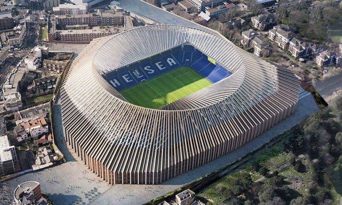 Phối cảnh sân Stamford Bridge mới. Ảnh: Herzog &amp; de Meuron