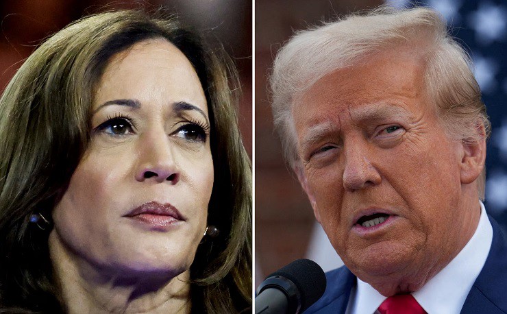 Cựu Tổng thống Mỹ Donald Trump (phải) và Phó Tổng thống Kamala Harris. Ảnh: Reuters.