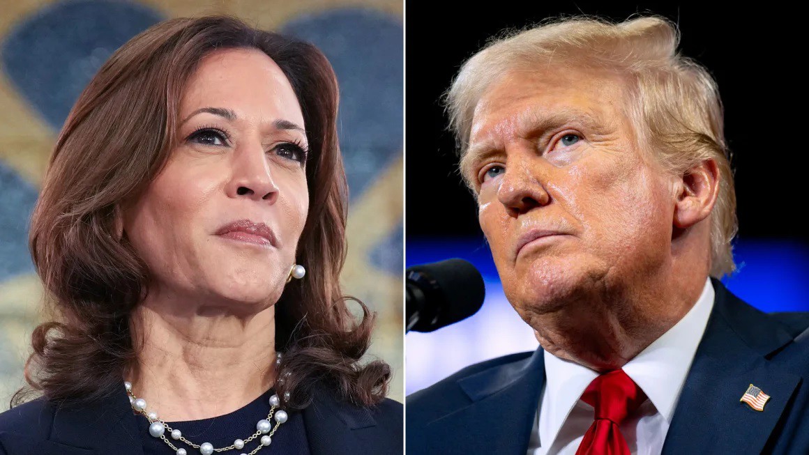 Cựu Tổng thống Donald Trump (phải) và Phó Tổng thống Mỹ Kamala Harris. Ảnh: Getty Images.