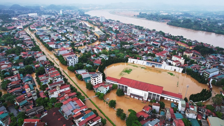 Nhiều nơi ở Yên Bái chìm trong lũ dữ. Ảnh: Đức Hoàng