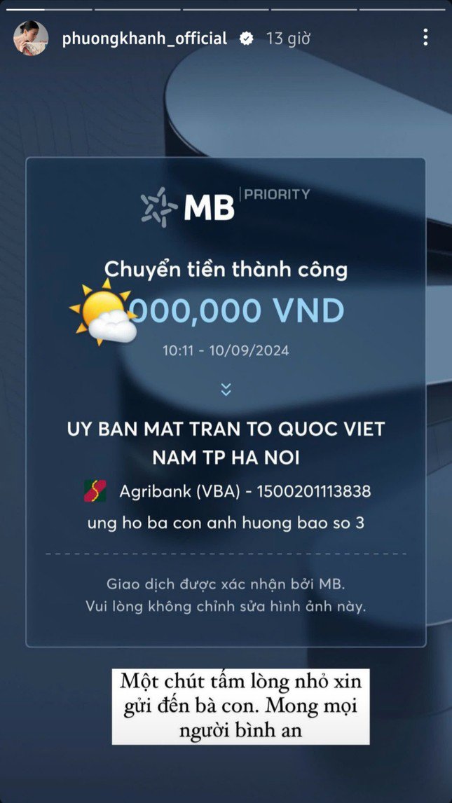 Hoa hậu Phương Khánh chia sẻ nỗi khó khăn cùng bà con vùng bão.