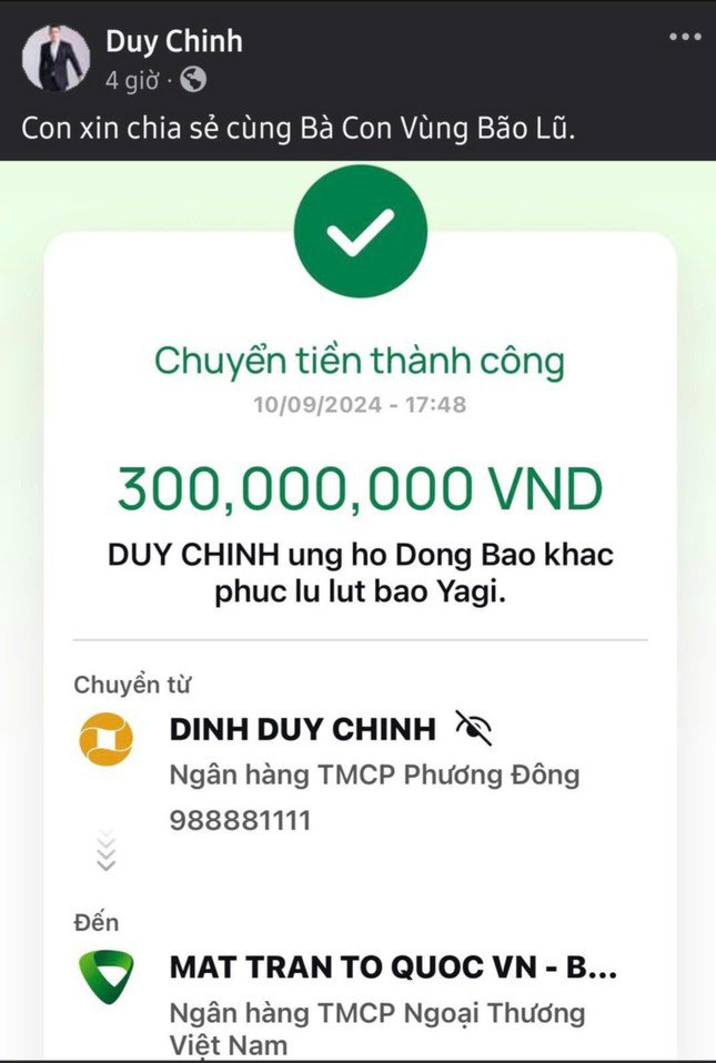 Streamer Duy Chinh ủng hộ bà con 300 triệu đồng cùng vượt qua giai đoạn khó khăn.