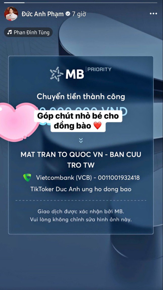 TikToker Đức Anh chia sẻ khó khăn cùng bà con vùng bão lũ.