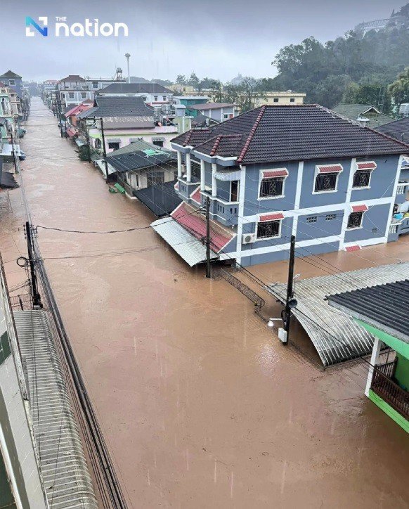 Cảnh ngập lụt ở Chiang Rai, Thái Lan, ngày 11/9. (Ảnh: The Nation)