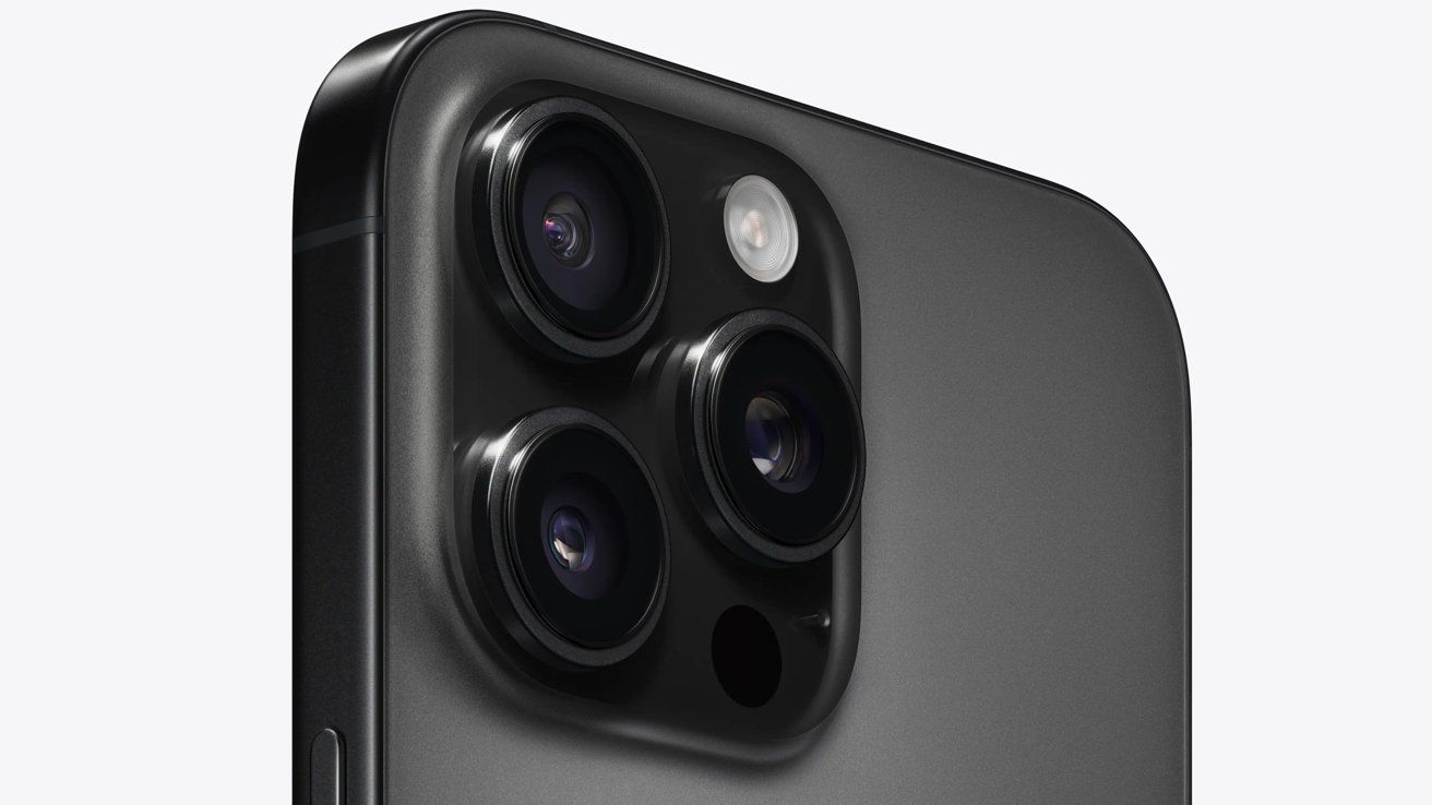 Close-up of the iPhone 16 Pro camera.