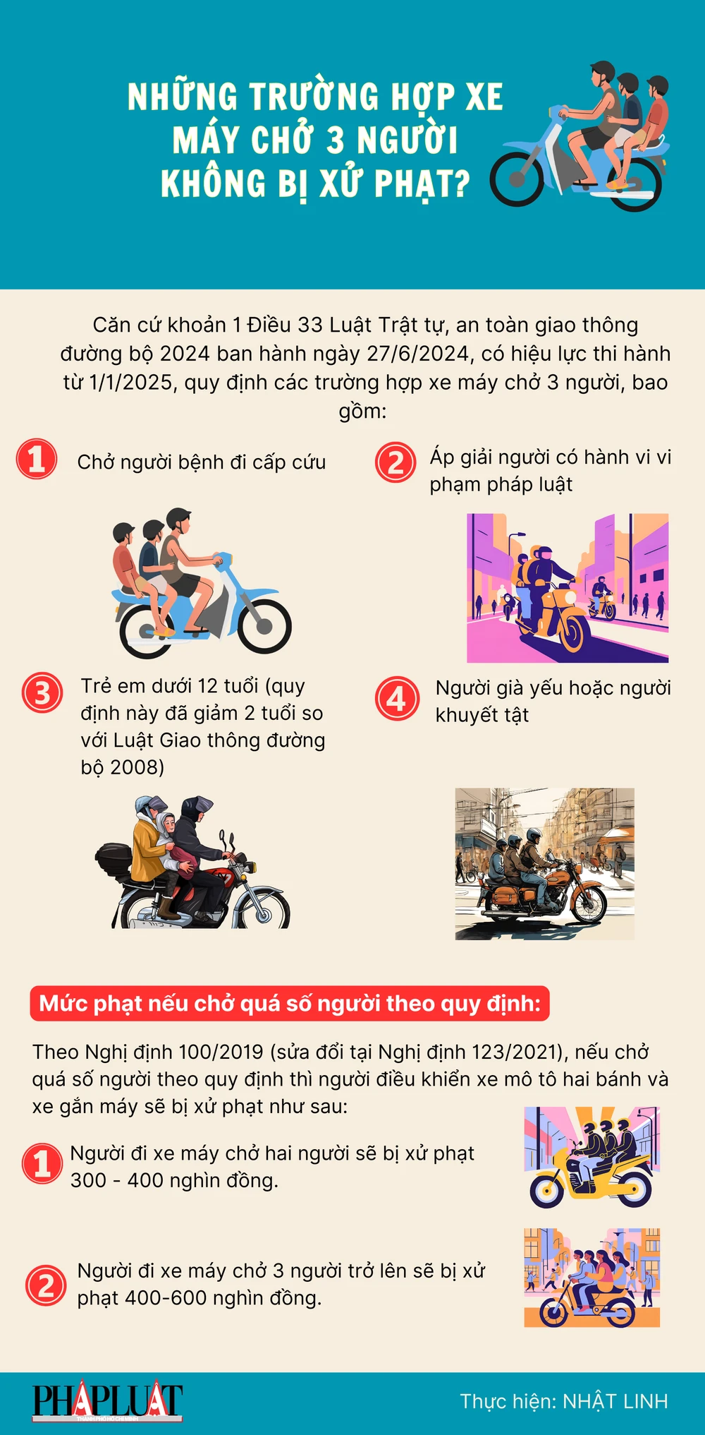 Những trường hợp xe máy chở 3 người không bị xử phạt? - 1