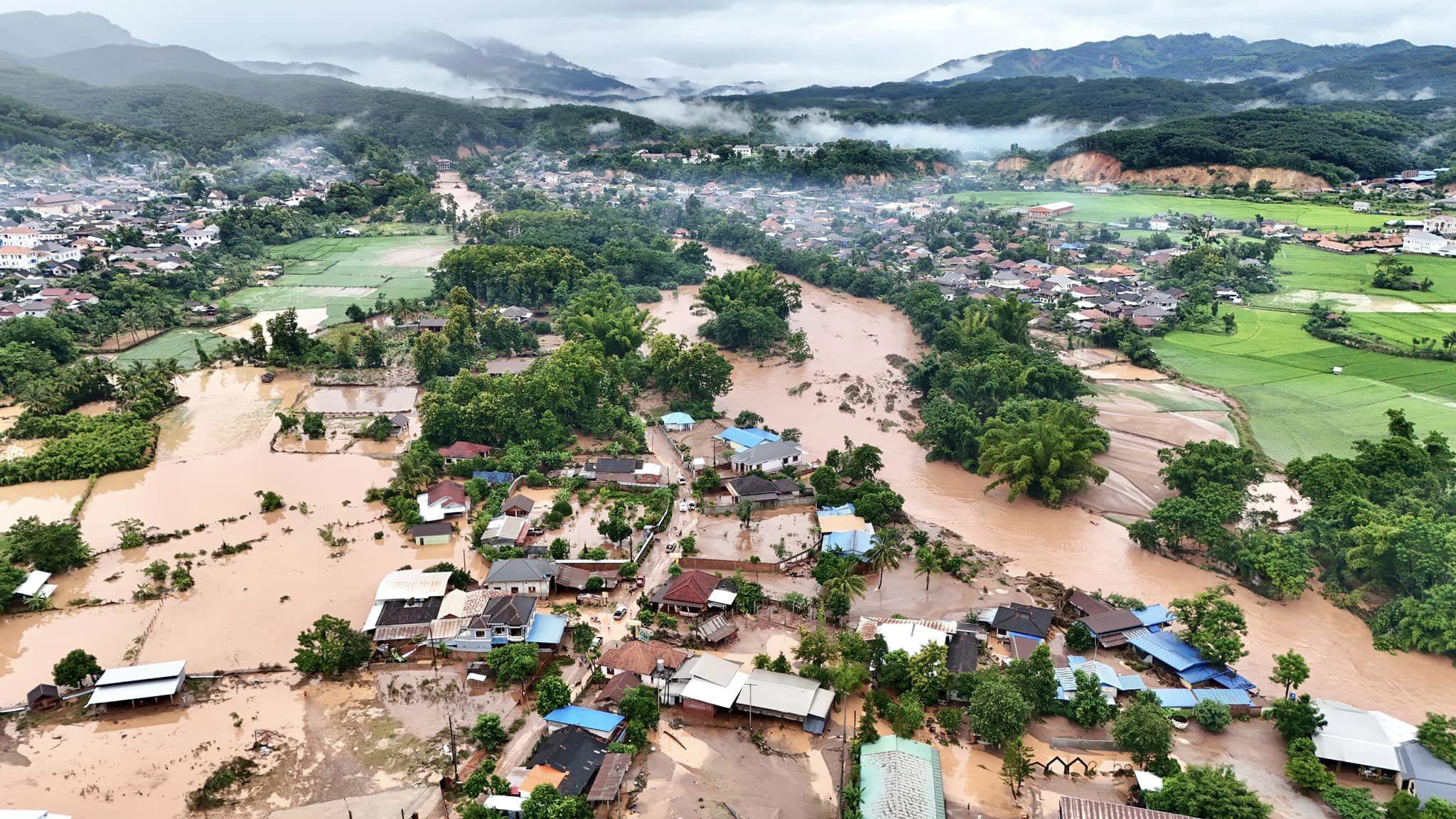 Cảnh ngập lụt ghi nhận ở tỉnh Luang Namtha, Lào hôm 9/9. Ảnh:&nbsp;Laotian&nbsp;Times.