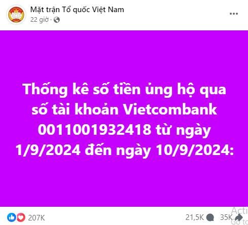 Sao kê từ thiện của MTTQ Việt Nam: Không cần 