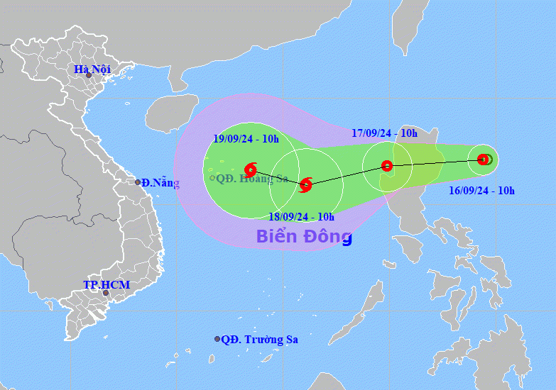 Dự báo về đường đi của áp thấp nhiệt đới ngoài khơi Philippines.