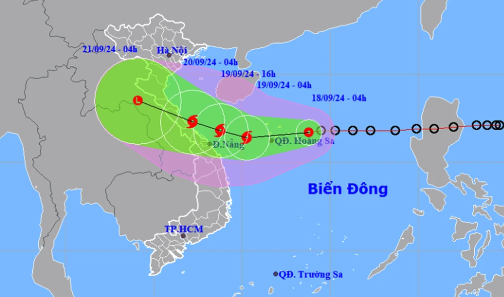 Dự báo đường đi của bão số 4.