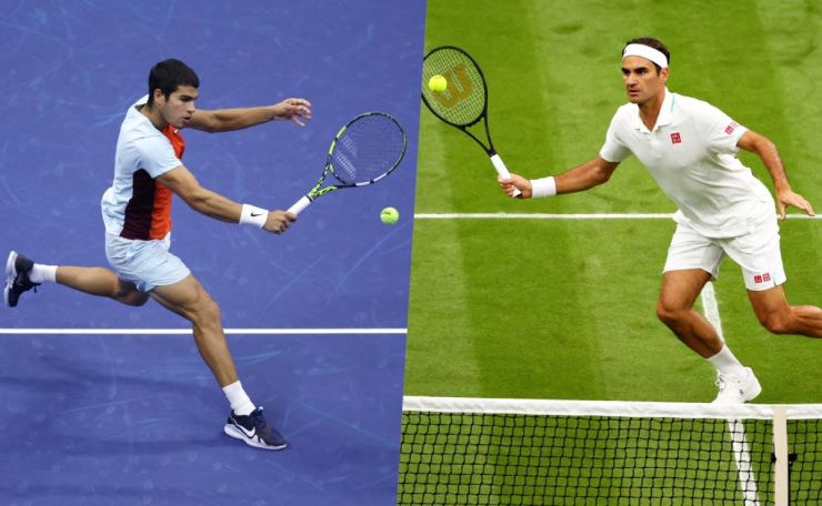 Federer (bên phải) nếu gặp sẽ gửi lời xin lỗi trực tiếp tới Alcaraz (bên trái)