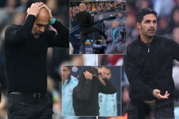 Pep nổi điên đạp ghế, Arteta ngao ngán che mặt ở đại chiến Man City - Arsenal