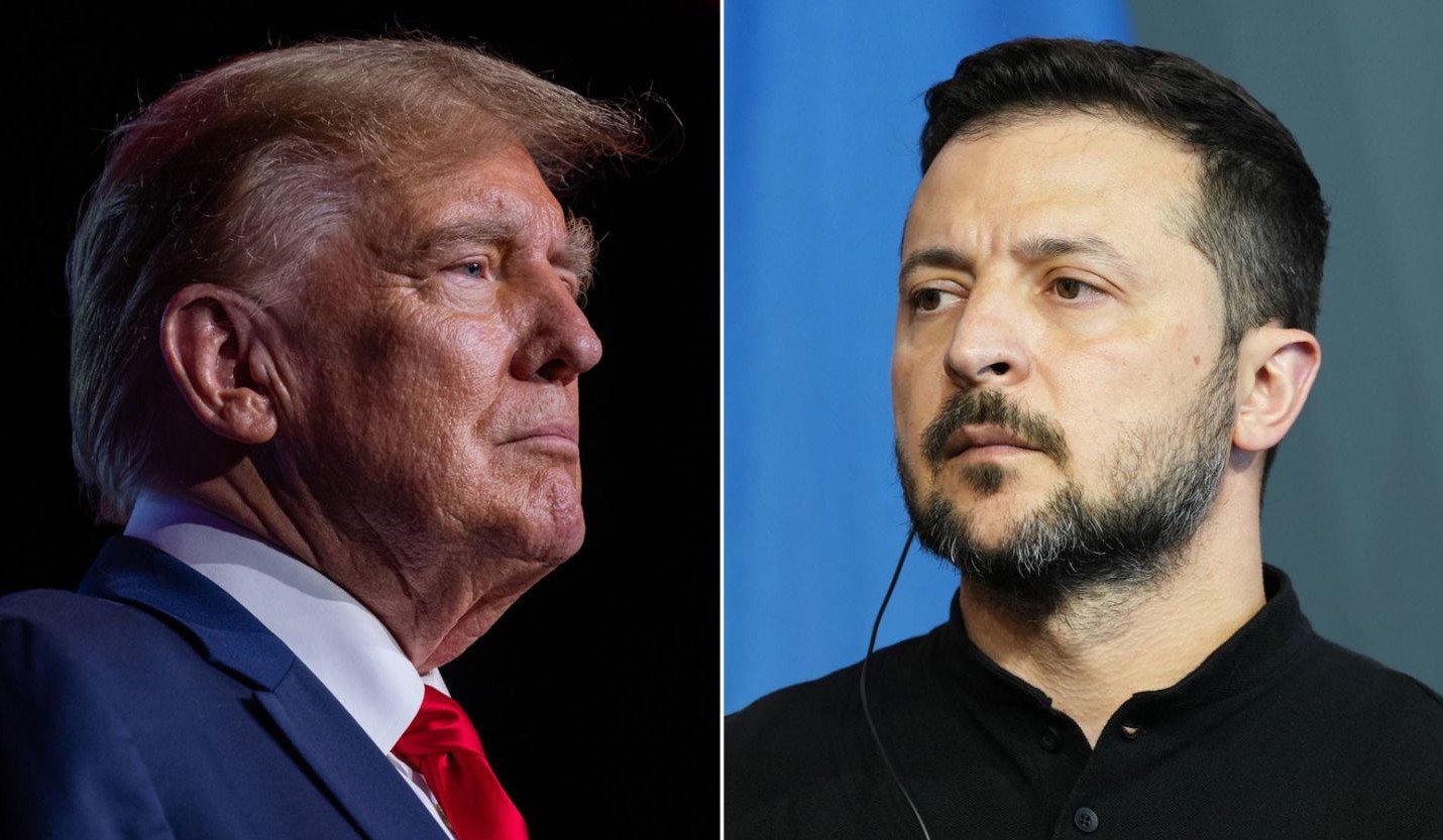 Cựu Tổng thống Mỹ Donald Trump (trái) và Tổng thống Ukraine Volodymyr Zelensky. Ảnh: Getty Images.