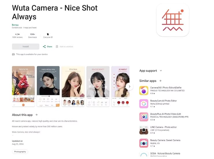 Ứng dụng Wuta Camera với hơn 10 triệu lượt tải có chứa Necro.