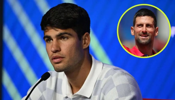 Alcaraz (áo trắng) giờ mới thực sự vượt qua Djokovic trong năm 2024