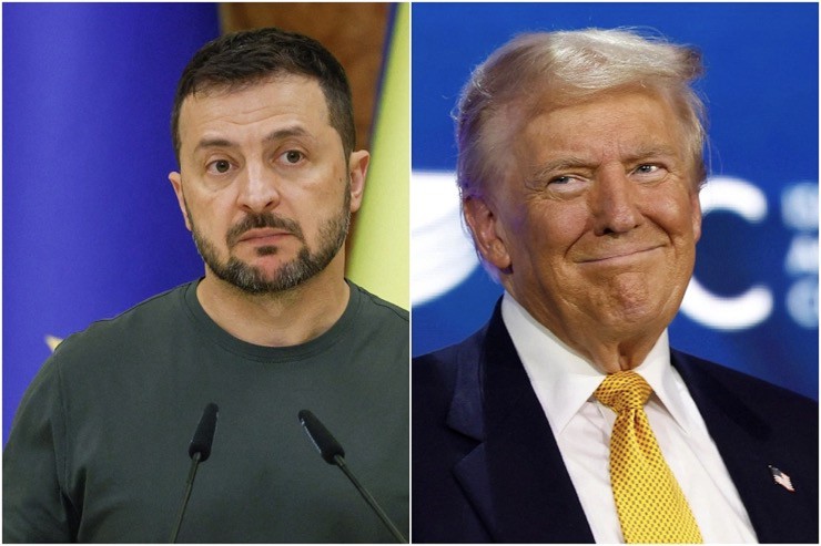 Cựu Tổng thống Mỹ Donald Trump (phải) và Tổng thống Ukraine Volodymyr Zelensky. Ảnh: Reuters, AFP.