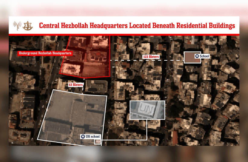 Israel đã ném 80 quả bom xuống mục tiêu ở trụ sở chỉ huy dưới lòng đất của Hezbollah ở phía nam thủ đô Beirut, Lebanon. Ảnh: Jerusalem Post.