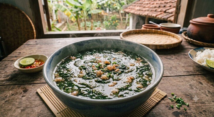 Canh rau đay nấu tôm thích hợp cho người suy nhược, người cao tuổi.