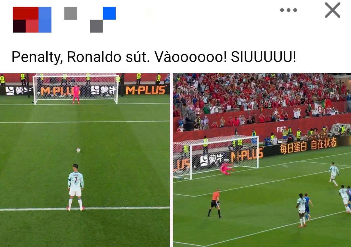 Ronaldo ghi bàn từ chấm penalty.