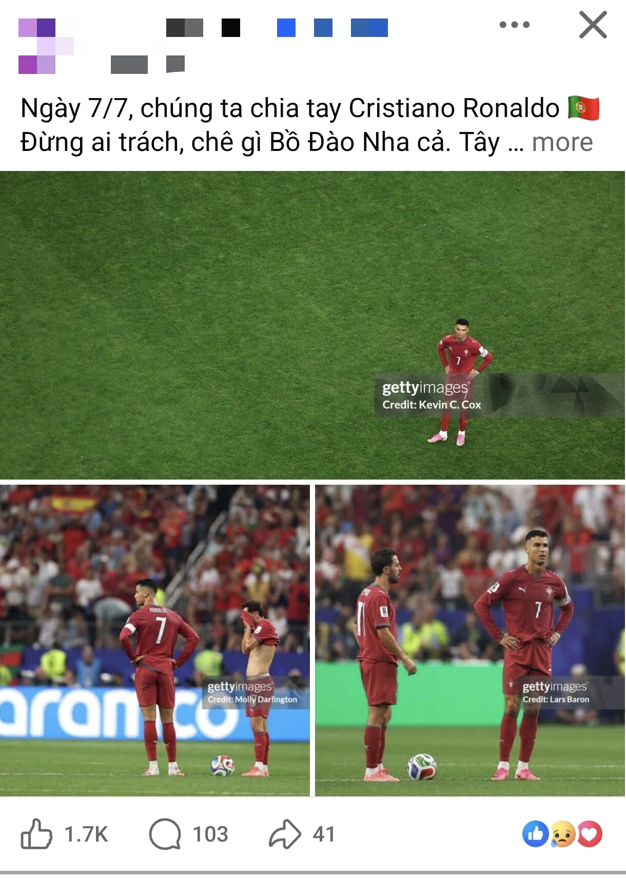 Fan không chê trách CR7.
