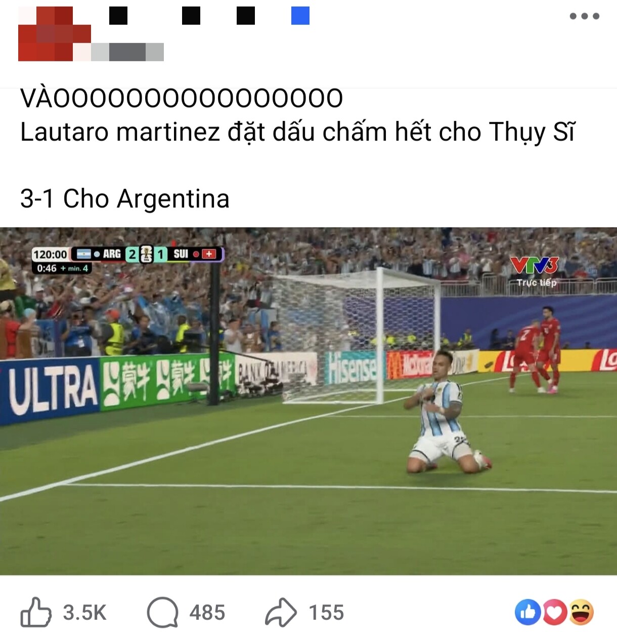 Hai bàn thắng của Argentina trong hiệp phụ đầy cảm xúc.