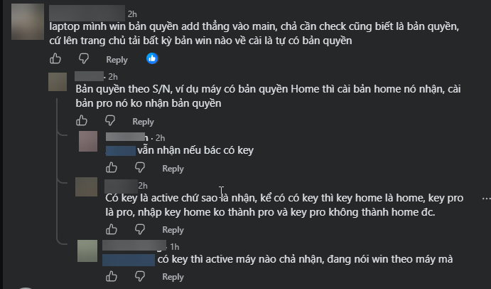 Một người dùng "khoe" máy tính có sẵn bản quyền Windows gán cứng theo mainboard (OEM).