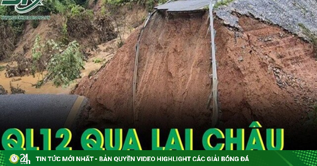Lũ dữ 'xé toạc' nền đường trên Quốc lộ 12 qua Lai Châu, bao giờ thông xe trở lại?