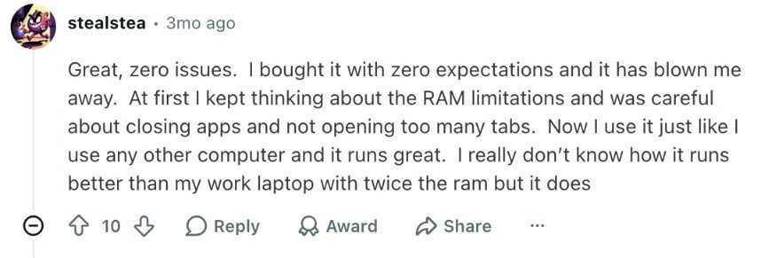 Người dùng đang khá hài lòng với MacBook Neo.