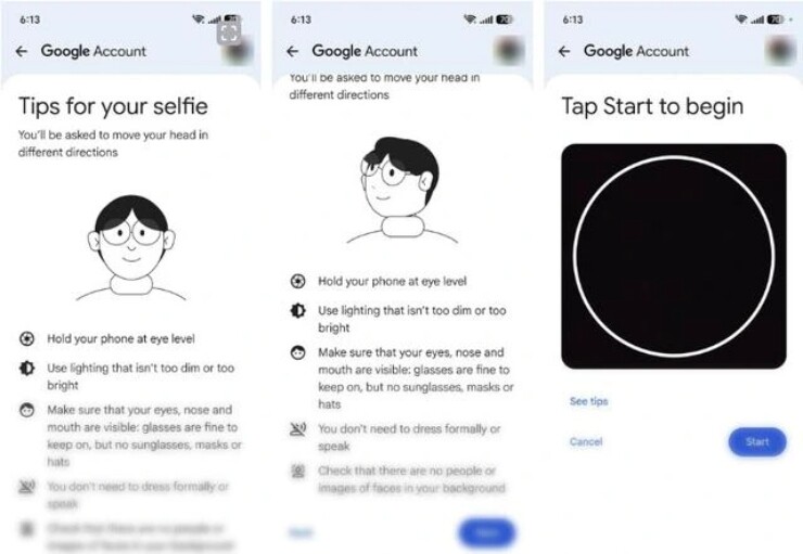Trang tiếp theo liệt kê một vài mẹo để quay video selfie. Người dùng hãy làm theo sát sao để tránh gặp lỗi. Nhấn Next khi đã sẵn sàng chụp ảnh selfie, chọn Start và làm theo hướng dẫn trên màn hình.