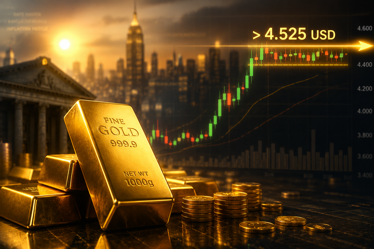 Giá vàng thế giới vững mốc trên 4.500 USD (ảnh AI).