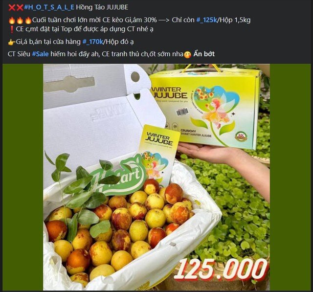 Hồng táo đang được rao bán ngập tràn thị trường với đủ các mức giá khác nhau.