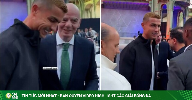 Ronaldo bị nghi có thái độ lạ với Chủ tịch FIFA sau lời chúc về mốc 1.000 bàn
