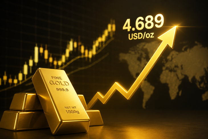 Giá vàng thế giới áp sát 4.700 USD (ảnh: AI).