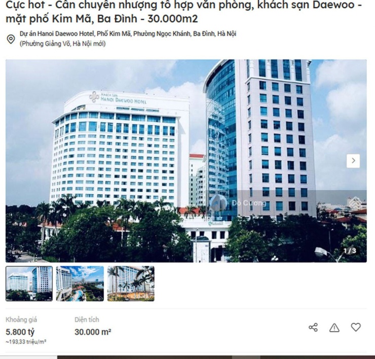 Xuất hiện tin rao bán khách sạn Daewoo, Bông Sen Corp đang gồng lỗ gần 3.800 tỷ