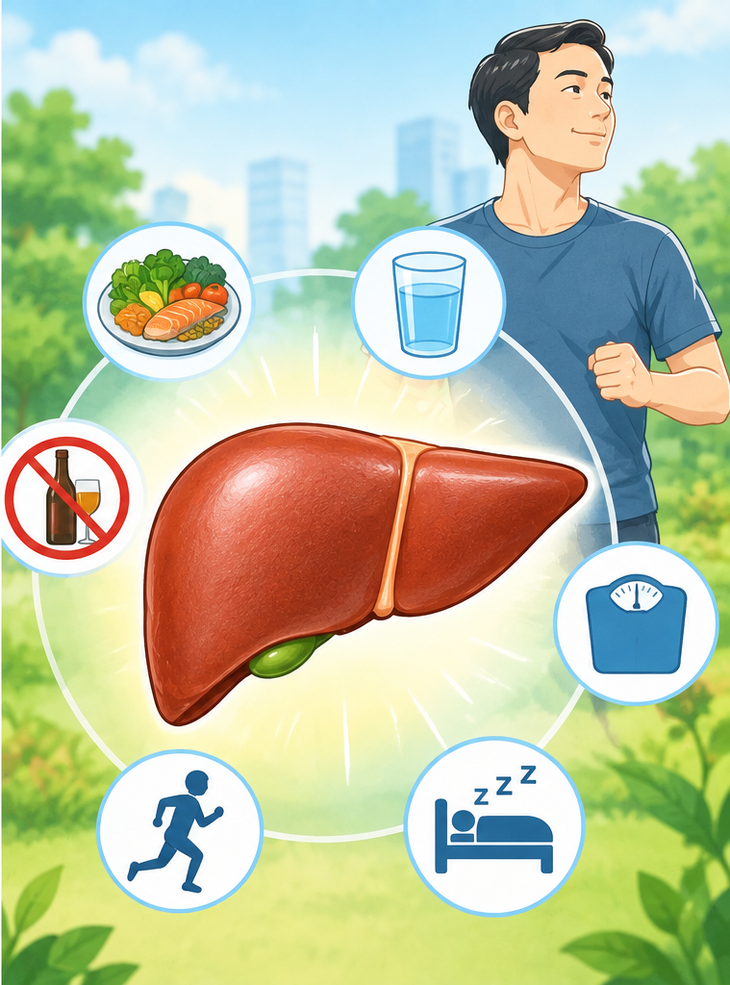 Những thói quen sinh hoạt hằng ngày mới là nền tảng quan trọng để duy trì sức khỏe của gan. Ảnh AI