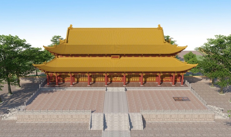 Phối cảnh điện Kính Thiên ở hoàng thành Thăng Long