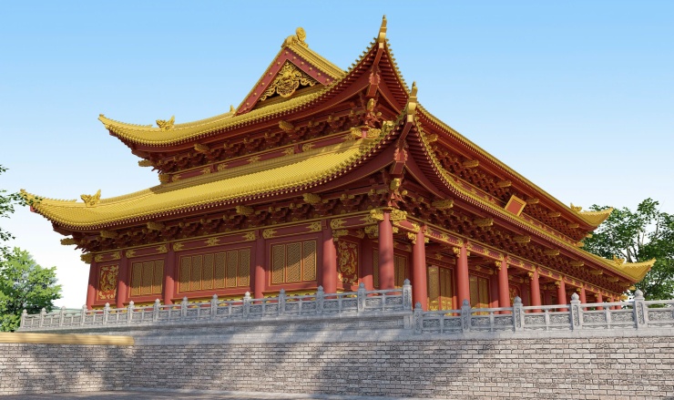 Phối cảnh điện Kính Thiên ở hoàng thành Thăng Long
