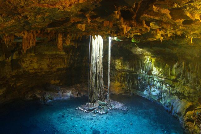 Hố thần tiên Yucatan, Mexico khiến du khách tưởng mình lạc bước vào thiên đường dưới lòng đất. Khung cảnh ở đây hoang sơ với làn nước xanh trong vắt, cây cối rậm rạp và không khí trong lành. Đây từng là nơi những người Maya cổ đại cúng tế thần linh.