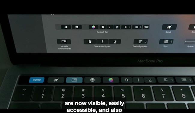 Một số tùy chọn hiển thị trên thanh Touch Bar khi soạn thảo văn bản.