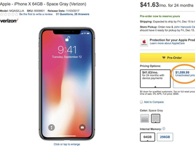 Khách hàng phẫn nộ vì bị ”chém” thêm 100 USD khi mua iPhone X