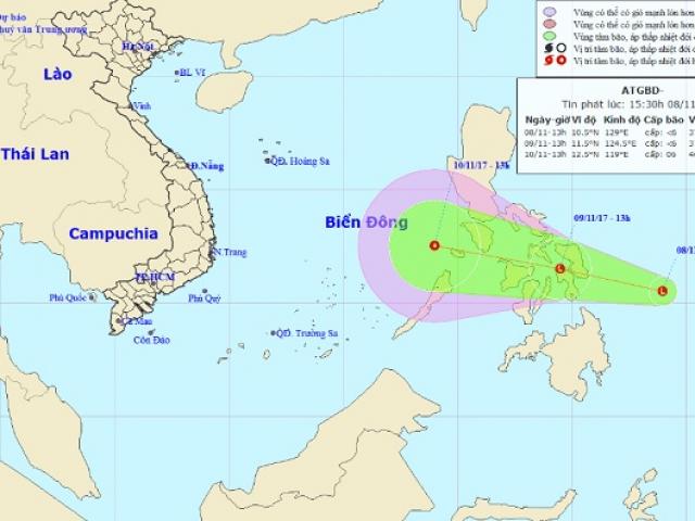 Vùng áp thấp đang mạnh lên sắp vào Biển Đông