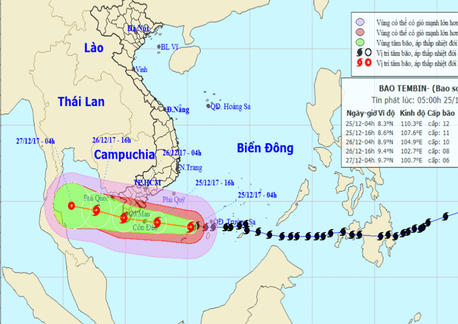 Toàn cảnh bão Tembin đe doạ Nam Bộ ngày 25/12 - 1