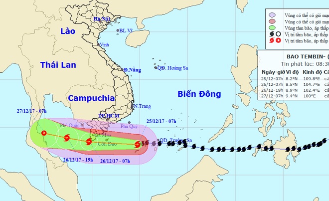 Toàn cảnh bão Tembin đe doạ Nam Bộ ngày 25/12 - 8