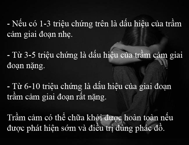 BS Cương khuyến cáo, nếu thấy có những dấu hiệu thực thể, khám nhiều nơi mà không tìm thấy bệnh thì nên đi khám chuyên khoa tâm thần.Trầm cảm có thể chữa khỏi được hoàn toàn nếu được phát hiện sớm và điều trị đúng phác đồ.