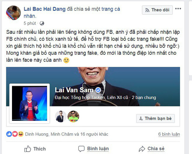 MC Lại Văn Sâm quyết định &#34;đập tan&#34; những kẻ mạo danh hèn hạ trên Facebook - 2