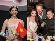 Đời sống Showbiz - Hoa hậu Tiểu Vy, Hà Hồ, Tóc Tiên: Ai nổi nhất khi sánh vai Beckham?