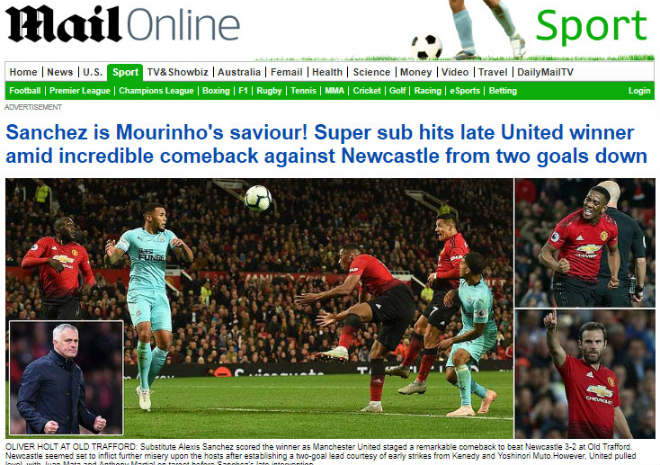 MU thắng ngược: Báo Anh tung hô cứu tinh Sanchez, vẫn chờ Mourinho &#34;bay ghế&#34; - 1
