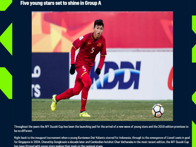 ”Gareth Bale” Việt Nam được trang chủ AFF Cup ca ngợi công thủ toàn diện