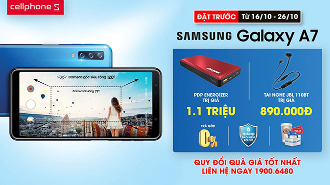 Đặt trước siêu phẩm 3 camera - Galaxy A7 2018 tại CellphoneS, nhận ngay quà 2 triệu đồng - 1